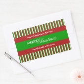 Kerst Stripes groen Keuken Label Rechthoek (Envelop)