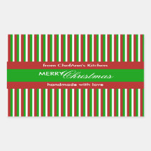 Kerst Stripes groen Keuken Label Rechthoek
