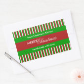 Kerst Stripes rood Keuken Label Rechthoek (Envelop)