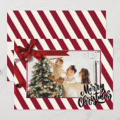 Kerst strips snoep riet patroon foto feestdagenkaart (Voorkant / Achterkant)