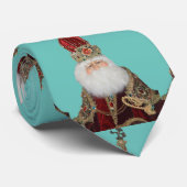 Kerst Stropdas Groen met St. Nick (Opgerold)