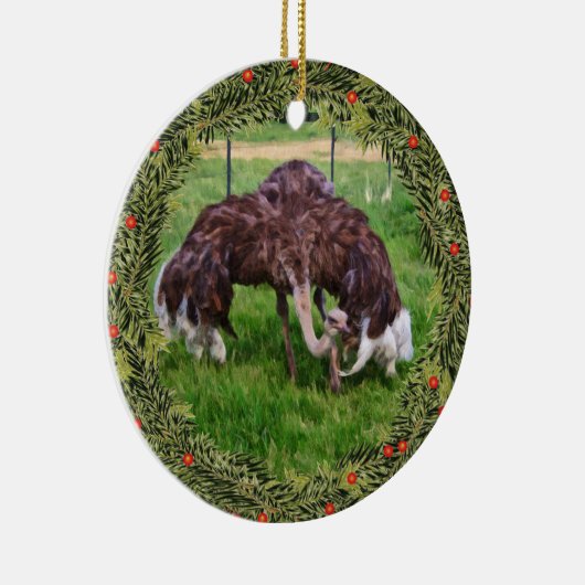 Kerst struisvogel klaar keramisch ornament (Rechts)