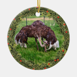 Kerst struisvogel klaar keramisch ornament