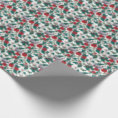 Kerst struisvogels en poinsettia's cadeaupapier (Hoek)