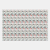 Kerst struisvogels en poinsettia's inpakpapier vel (Voorkant 3)