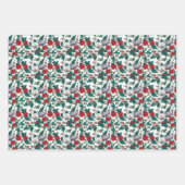 Kerst struisvogels en poinsettia's inpakpapier vel (Voorkant)