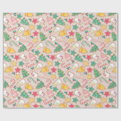 Kerst Suikerkoekje Sneeuwpoppen Snoepriet Cadeaupapier (Vlak)