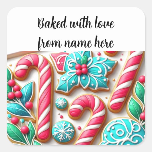 Kerst Suikerkoekjes Verpakking Sticker (Voorkant)