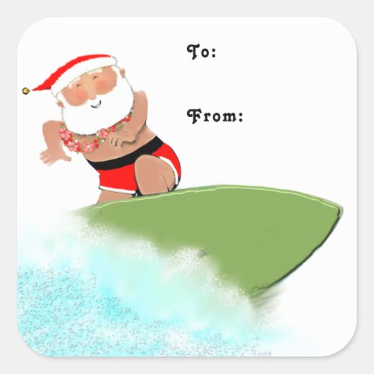 Kerst Surfen Cadeaubijslaters Vierkante Sticker (Voorkant)