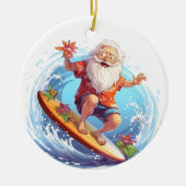 Kerst surfen waterverf Santa tekst toevoegen Keramisch Ornament (Voorkant)