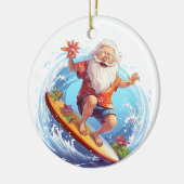 Kerst surfen waterverf Santa tekst toevoegen Keramisch Ornament (Links)