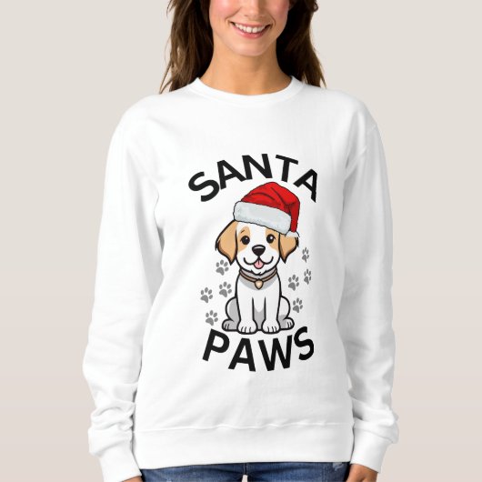 Kerst Sweatshirt Dames - Santa Paws Hond (Voorkant)