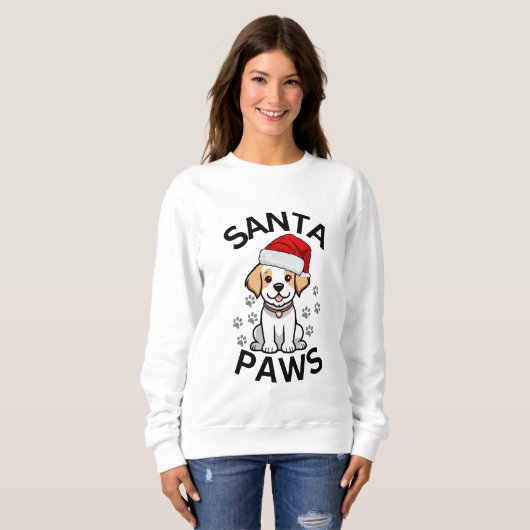 Kerst Sweatshirt Dames - Santa Paws Hond (Voorkant volledig)
