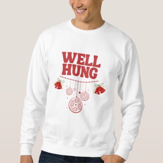 Kerst Sweatshirt Mannen - Well Hung - Rood (Voorkant)