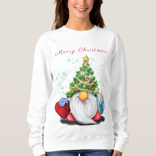 Kerst Sweatshirt Schattige Gnome met Cadeaus (Voorkant)