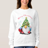 Kerst Sweatshirt Schattige Gnome met Gift (Voorkant)