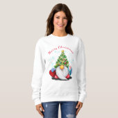Kerst Sweatshirt Schattige Gnome met Gift (Voorkant volledig)