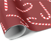 Kerst Sweet Candy Cane Donkerrood Naadloos Cadeaupapier (Rol Hoek)