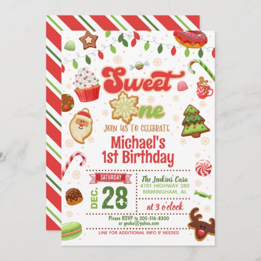 Kerst Sweet Een Verjaardag Uitnodiging (Voorkant / Achterkant)