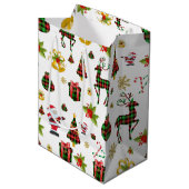 Kerst Symbolen Patroon Medium Cadeauzakje (Voorkant Gekanteld)