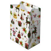 Kerst Symbolen Patroon Medium Cadeauzakje (Achterkant Gekanteld)