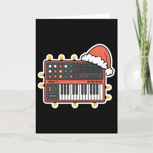 Kerst Synthesizer Festive Vakantie Kerstmis Kaart (Voorkant)