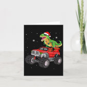Kerst T Rex Dinosaur Truck Monster Santa Pajam Kaart (Voorkant)