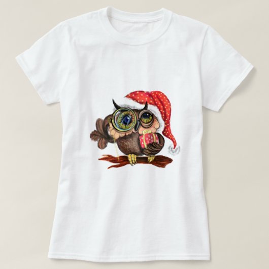 Kerst T-Shirt Baby Uil met Gift (Design voorkant)