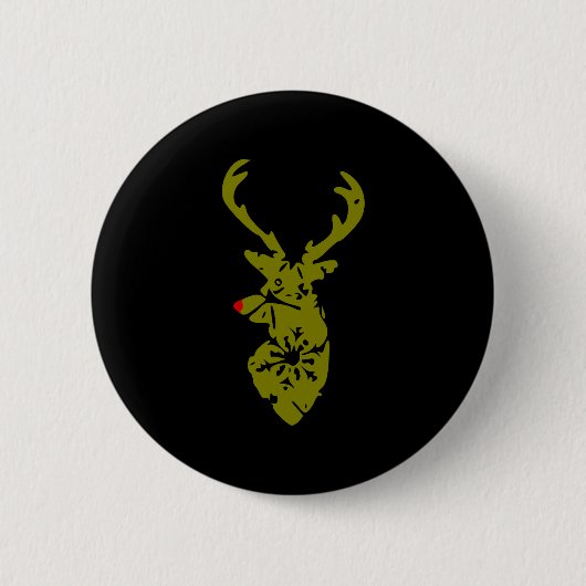 Kerst T Shirt, Cool Christmas Deer Shirt Ronde Button 5,7 Cm (Voorkant)