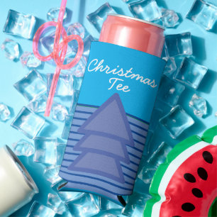 "Kerst T-shirt." Grappig citaat. Blauw & Wit Golfe Seltzer Blikjeskoeler
