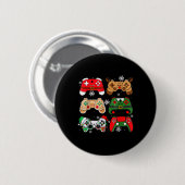 Kerst T-shirt Jongens Santa Elf Gaming Controllers Ronde Button 5,7 Cm (Voorkant /achterkant)