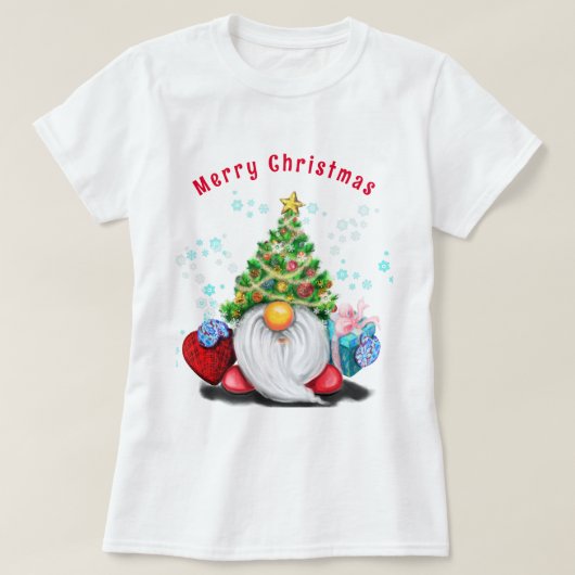Kerst T-shirt Kabouter met Cadeaus (Design voorkant)