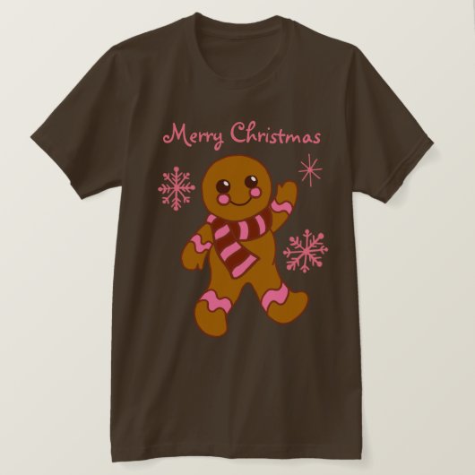 Kerst T-shirt met Gingerbread Boy (Design voorkant)