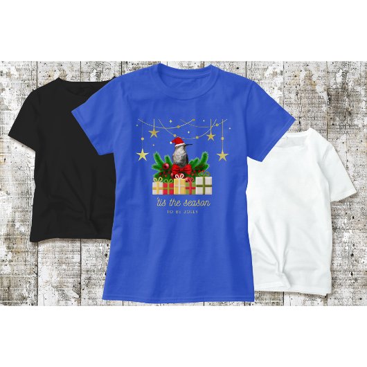 Kerst T-shirt met kolibrie "Blauw"
