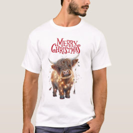 Kerst T-shirt met Schotse hooglander