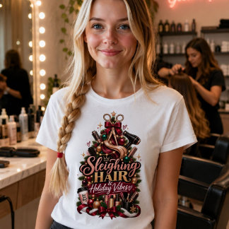 Kerst T-shirt met sleeënde haar- en vakantie-sfeer