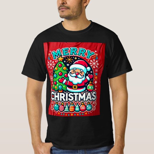 Kerst T-shirt ontwerp groene boom met Sinta (Voorkant)