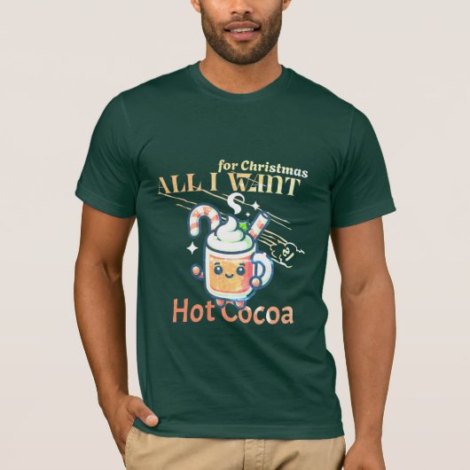 Kerst T-shirt print "Kerst is Hot Cocoa" (Voorkant)