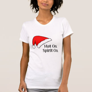 Kerst T-shirt voor vrouwen met 'Hoed Op. Geest Aan