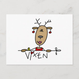 Kerst T-shirts en cadeaus met rendier Vixen Feestdagenkaart