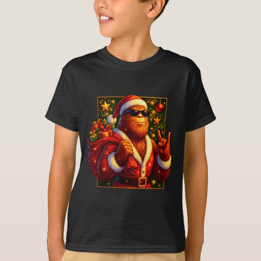 Kerst T-Shirts Grappige Kerst Sasquatch Kerstman B (Voorkant)