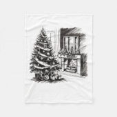 Kerst T - shirts Xmas Sketch Pic Tree Cadeaus Cade Fleece Deken (Voorkant)
