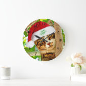 Kerst Tabby Kat in een Boom Grote Klok (Huis)