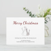 Kerst Tabby Katten Tekenen Feestelijke Script Feestdagenkaart (Staand voorkant)