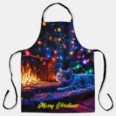Kerst tabby slapende kat warm decor schort (Voorkant)