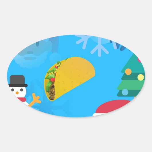kerst taco emoji ovale sticker (Voorkant)