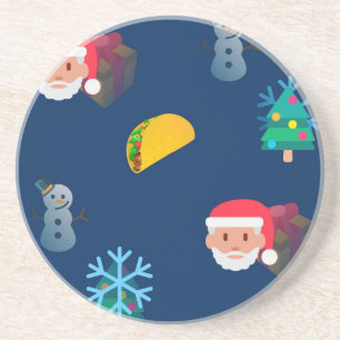 kerst taco emoji zandsteen onderzetter
