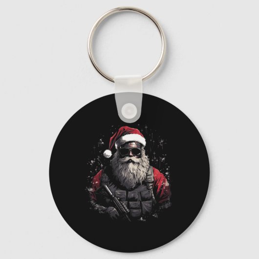 Kerst Tactische Kerstman Gift Idee Sleutelhanger (Voorkant)