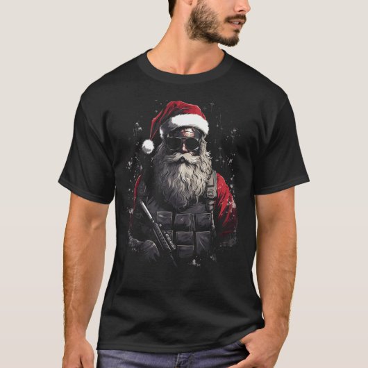 Kerst Tactische Kerstman Gift Idee T-shirt (Voorkant)