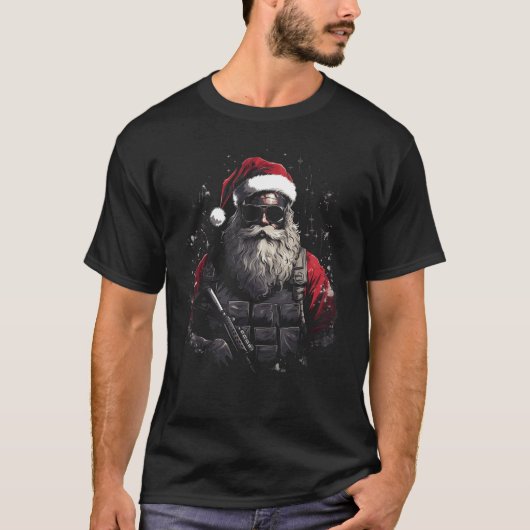 Kerst Tactische Kerstman Gift Idee T-shirt (Voorkant)